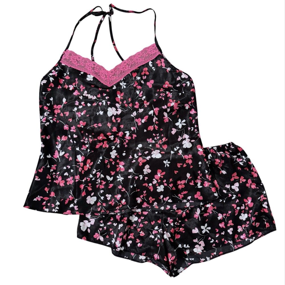 Vintage Y2k Linea Donatella Floral Cami Top & Shorts Size Medium‎ Silky Sexy